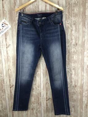 Liberty Jeans Womens 18 Blue Denim Pants Side Stripe Distressed W:38 N92